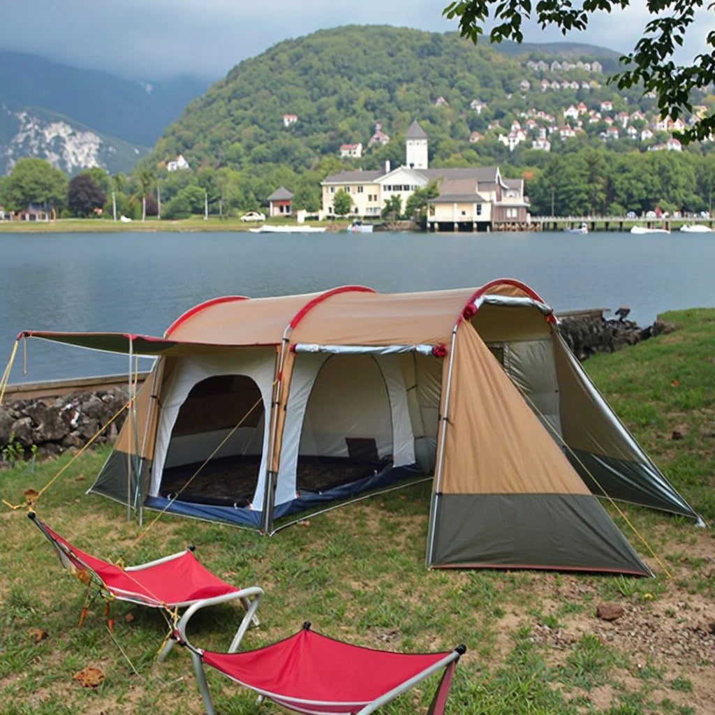 Wind Valley Best Selling Large Outdoor Camping 3-4 Person Durable Waterproof Fast Open Two Bedrooms One Living Room Tent
