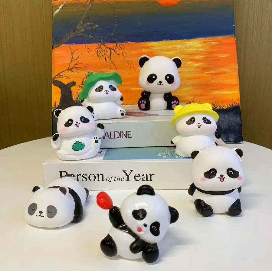 Heißes süßes Cartoon-Panda-Vinyl-Nachtlicht Kinder Heimdeko Geschenk Blind Box Tortenaufsatz Ornament Großhandel Ringwurf Cross-Border