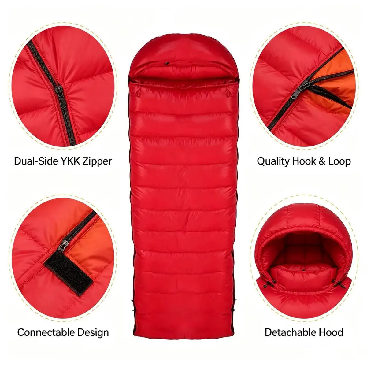 90% White Duck Down Nylon Sleeping Bag Adults Outdoor Camping Portable Warm Winter Ultralight Cold Weather