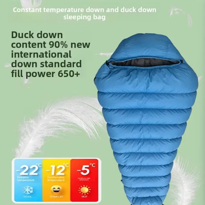 90% White Duck Nylon Mummy-style Comfortable Sleeping Bag Adults Outdoor Camping Portable Warm Winter Ultralight Cold Weather