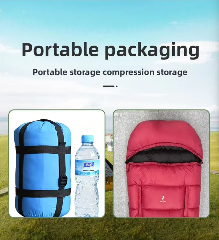 90% White Duck Nylon Mummy-style Comfortable Sleeping Bag Adults Outdoor Camping Portable Warm Winter Ultralight Cold Weather