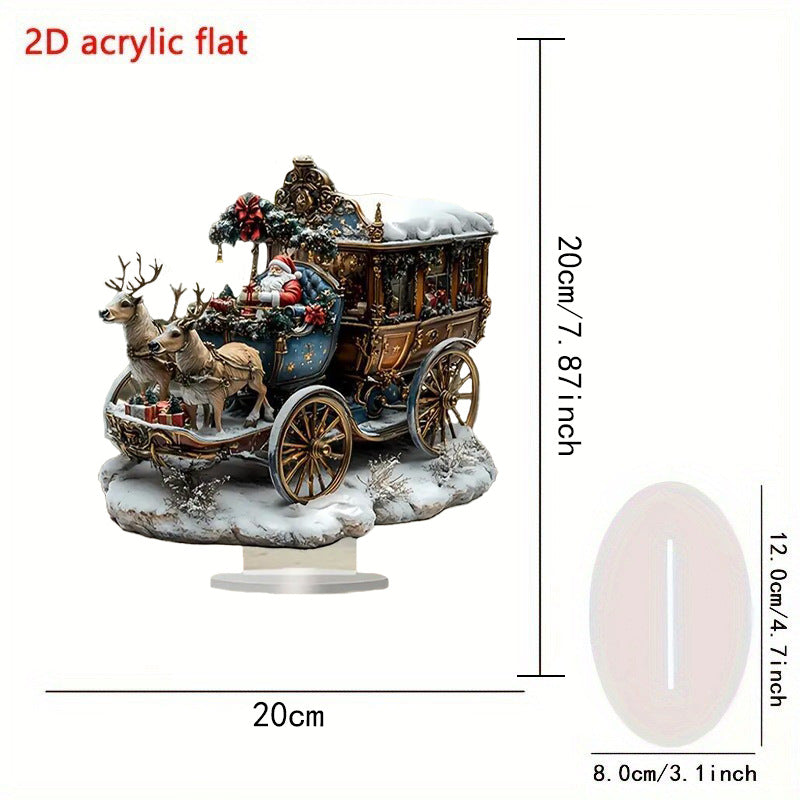 Cross-Border 2D Acrylic Christmas Igloo Santa Claus Reindeer Snowman Desktop Ornaments