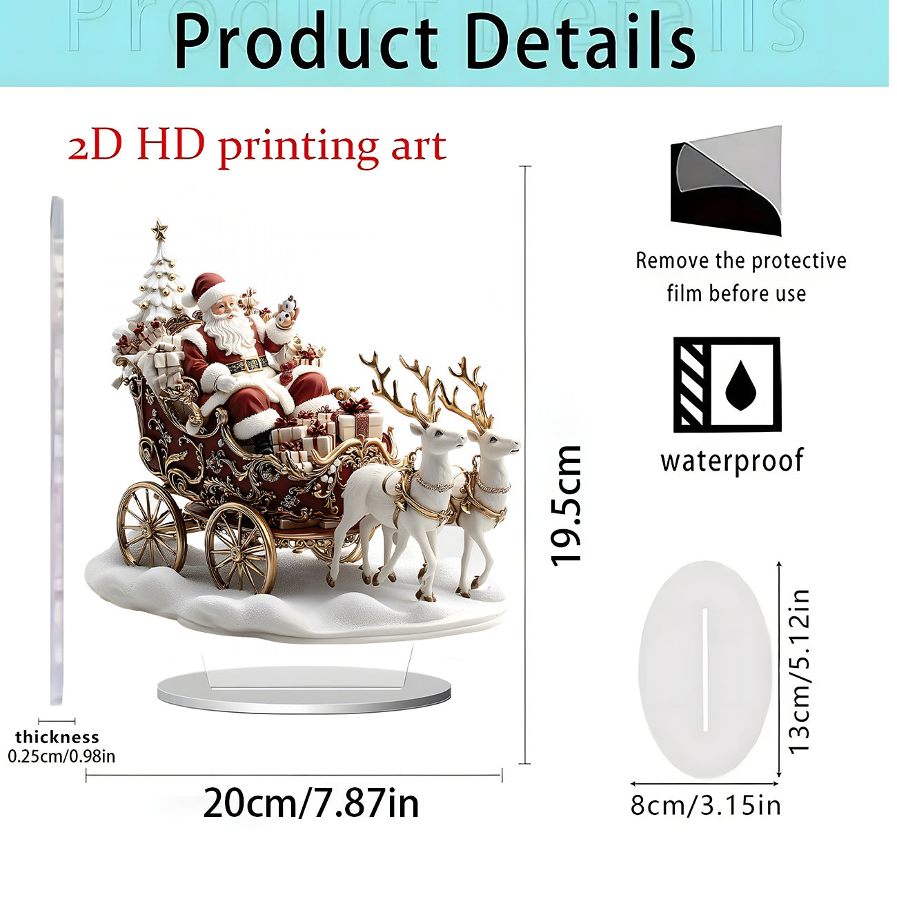 Cross-Border New Product Bohemian Style Santa Claus Reindeer Acrylic Flat Home Desktop Decoration Ornaments