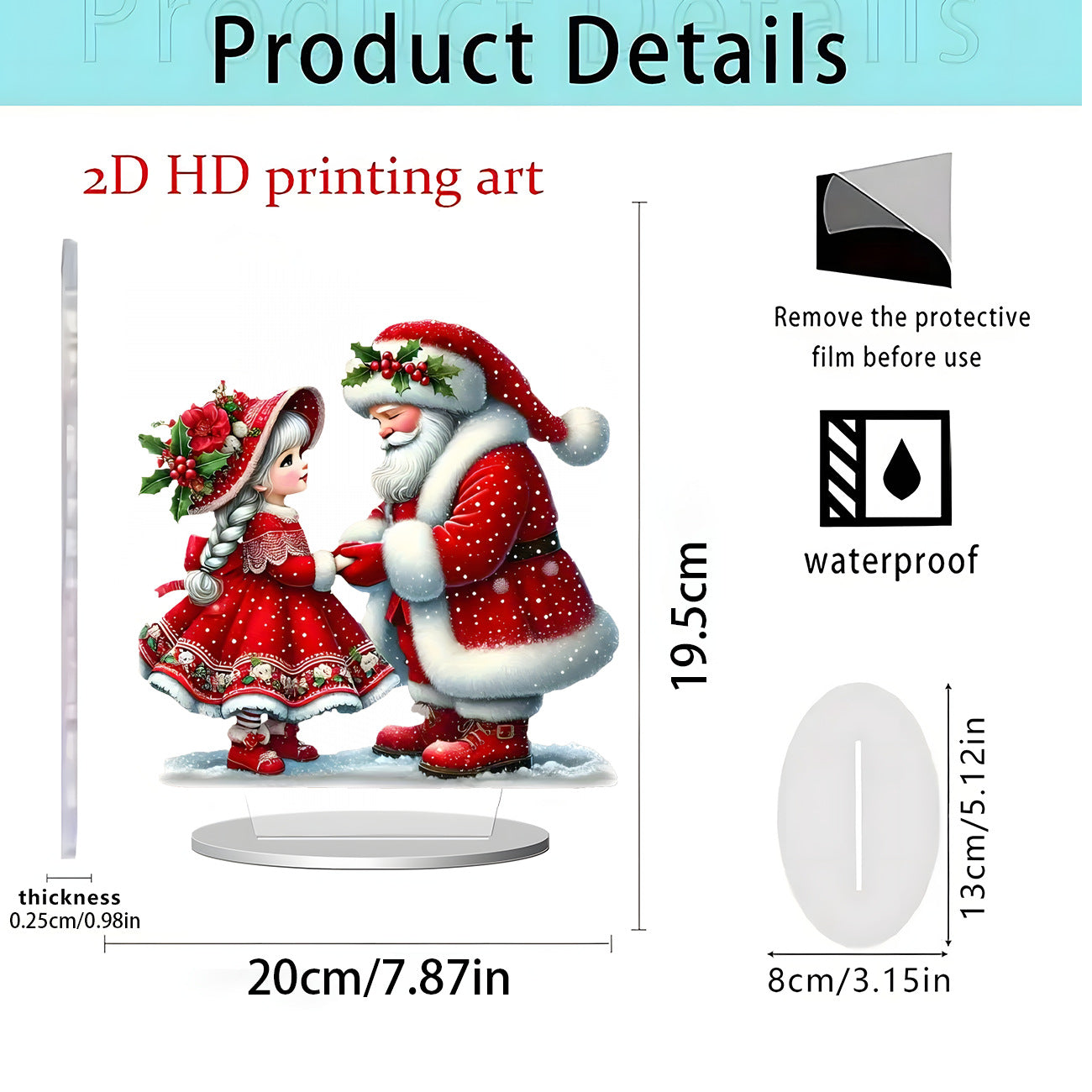 Cross-Border New Product Bohemian Style Santa Claus Reindeer Acrylic Flat Home Desktop Decoration Ornaments