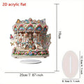 Charming, enchanting acrylic carousel music box-fantasy horses, bright flowers