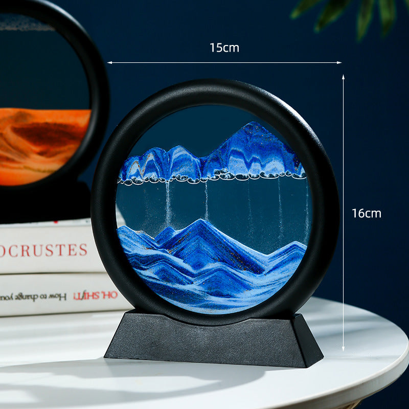 Source Factory Cross-border Explosions Creative 3D quicksand Painting Ornaments Small Hill Crafts Home Decompression Gift Round