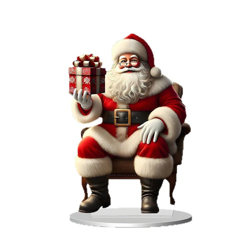Cross-Border New Christmas Igloo Santa Claus Reindeer 2D Acrylic Flat Home Desktop Decoration