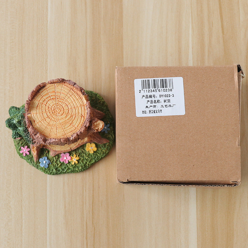 Zakka Tree Stump Resin Mushroom Tree Stump Ornament Home Living Room Bedroom Desktop Decoration Small Ornament Micro Landscape