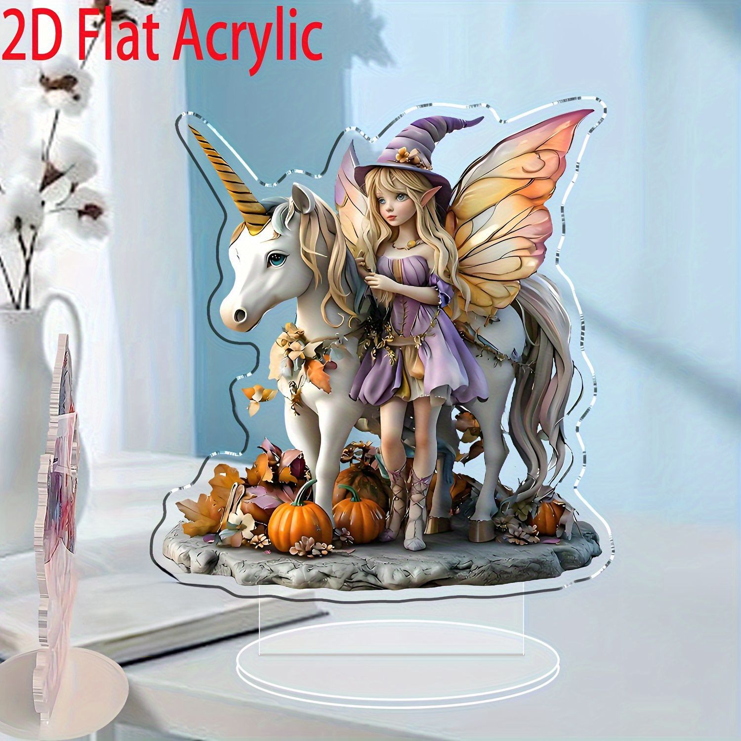 Cross-Border New Product Unicorn White Horse and Fairy 2D Acrylic Flat Stand Home Desktop Decoration Gift Ornaments