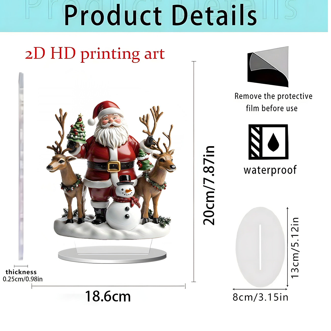 Cross-Border New Products, Christmas Series Ornaments, Holiday Gifts, Home Desktop Decorations, 2D Acrylic Crafts Ornaments
