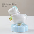 Cute Ceramic Lucky Horse Figurine with Pearl Necklace & Butterfly Charm