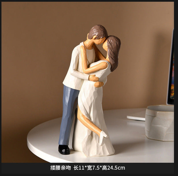Nordic Creative Light Luxury Character Couple Ornaments Home Living Room Wine Cabinet Tv Cabinet High-End Decorative Ornaments