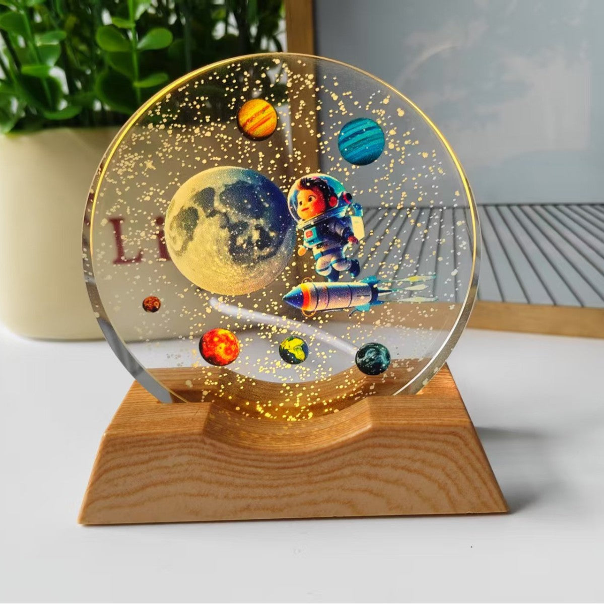 Starry Sky Universe Galaxy 3D Stereo Laser Color Printing Inner Carved Crystal Ball Luminous Night Light Ornaments