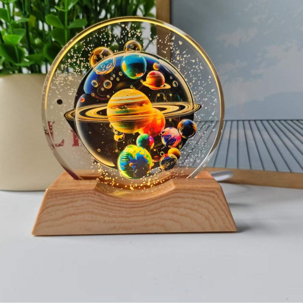 Starry Sky Universe Galaxy 3D Stereo Laser Color Printing Inner Carved Crystal Ball Luminous Night Light Ornaments