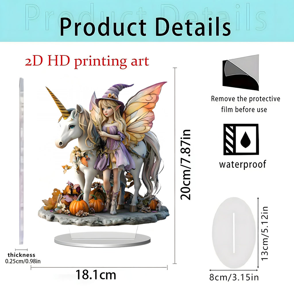 Cross-Border New Product Unicorn White Horse and Fairy 2D Acrylic Flat Stand Home Desktop Decoration Gift Ornaments