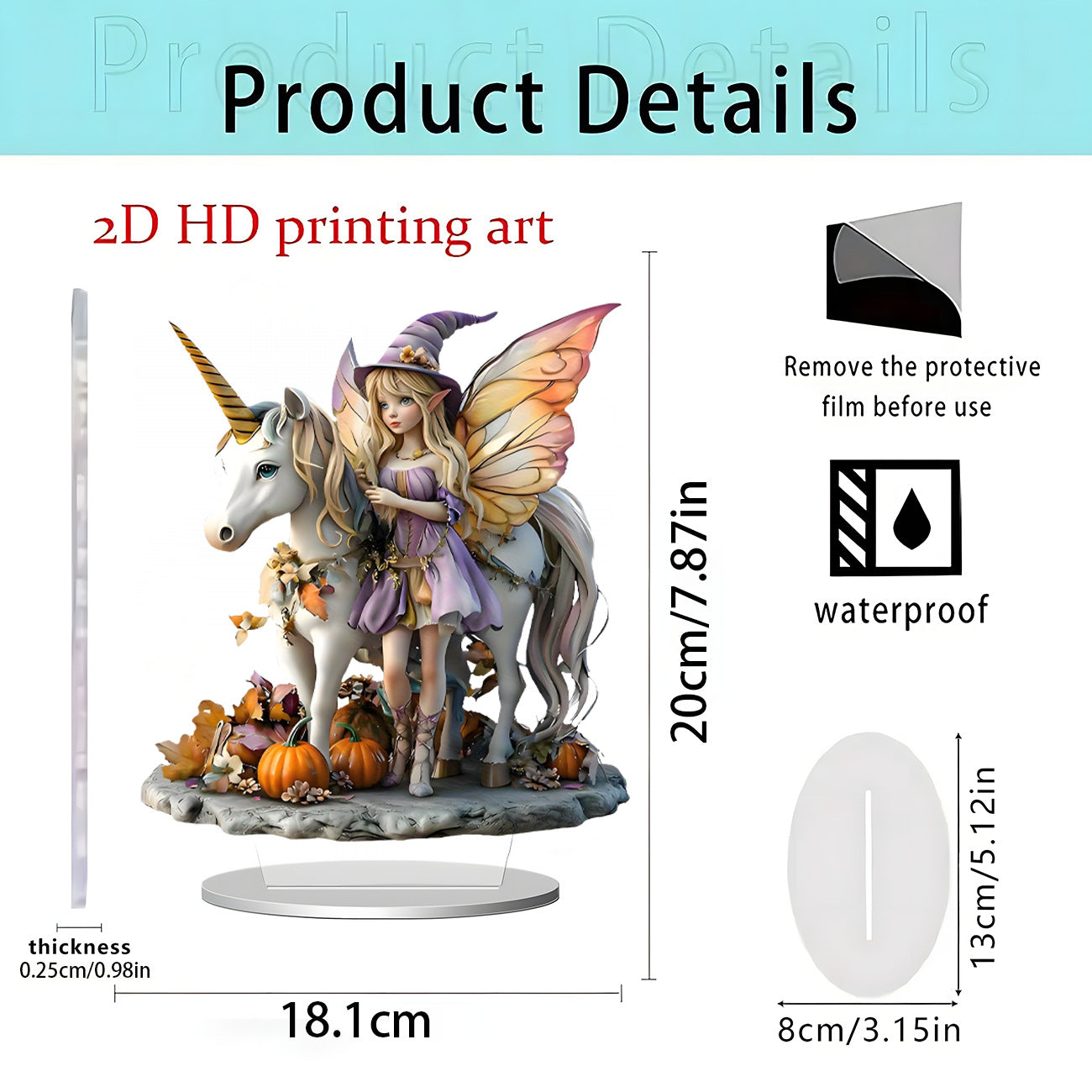 Cross-Border New Product Unicorn White Horse and Fairy 2D Acrylic Flat Stand Home Desktop Decoration Gift Ornaments