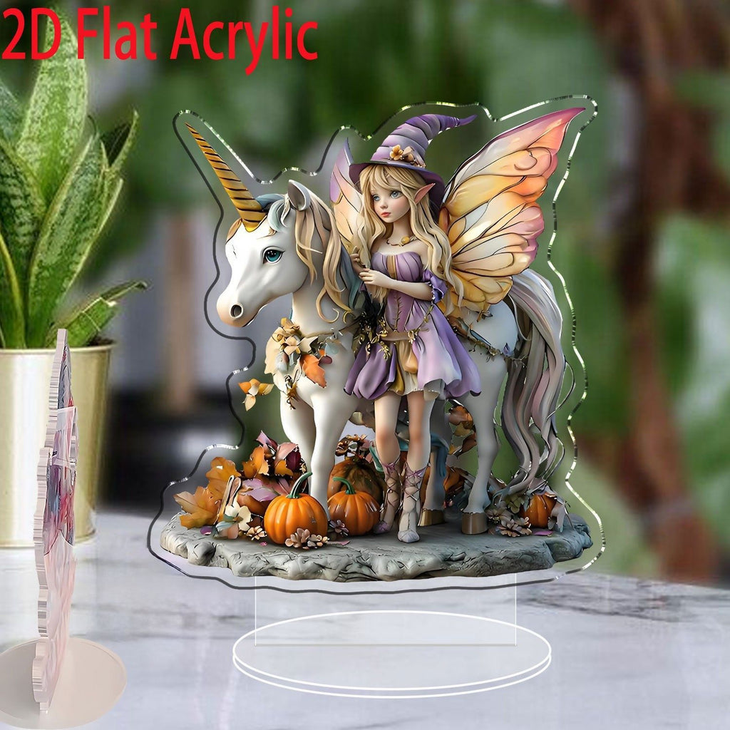 Cross-Border New Product Unicorn White Horse and Fairy 2D Acrylic Flat Stand Home Desktop Decoration Gift Ornaments
