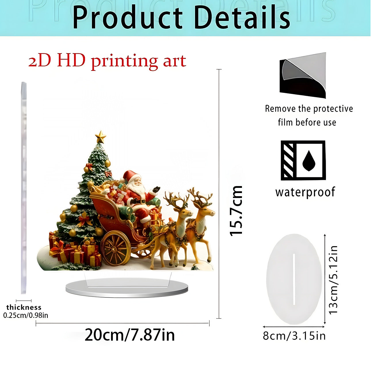 Cross-Border New Product Bohemian Style Santa Claus Reindeer Acrylic Flat Home Desktop Decoration Ornaments