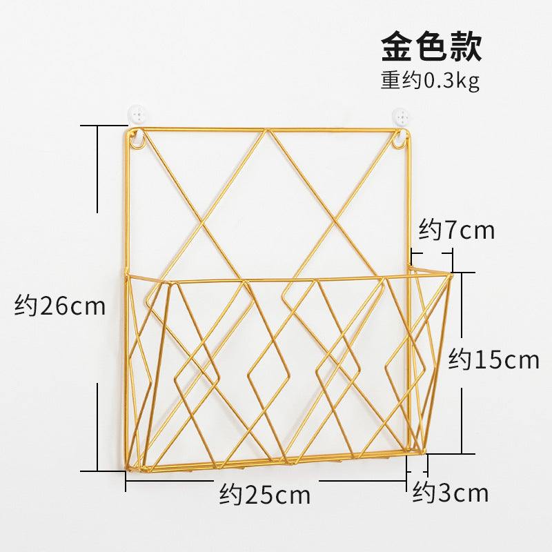Home Decoration Wall Magazine Newspaper Storage Wall Storage Rack Simple Style High-End Iron Storage Rack Stereo