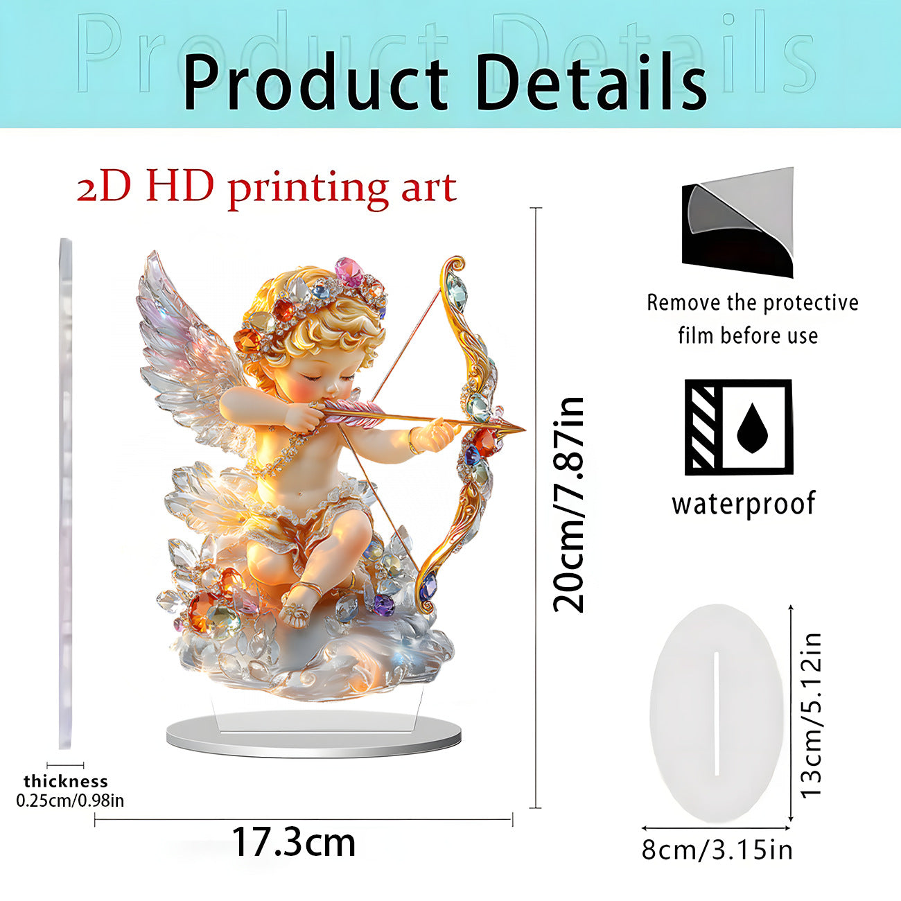 Cross-Border New Product Cupid Angel Decorative Stand 2D Acrylic Ornaments Home Desktop Entrance Accessories Gifts