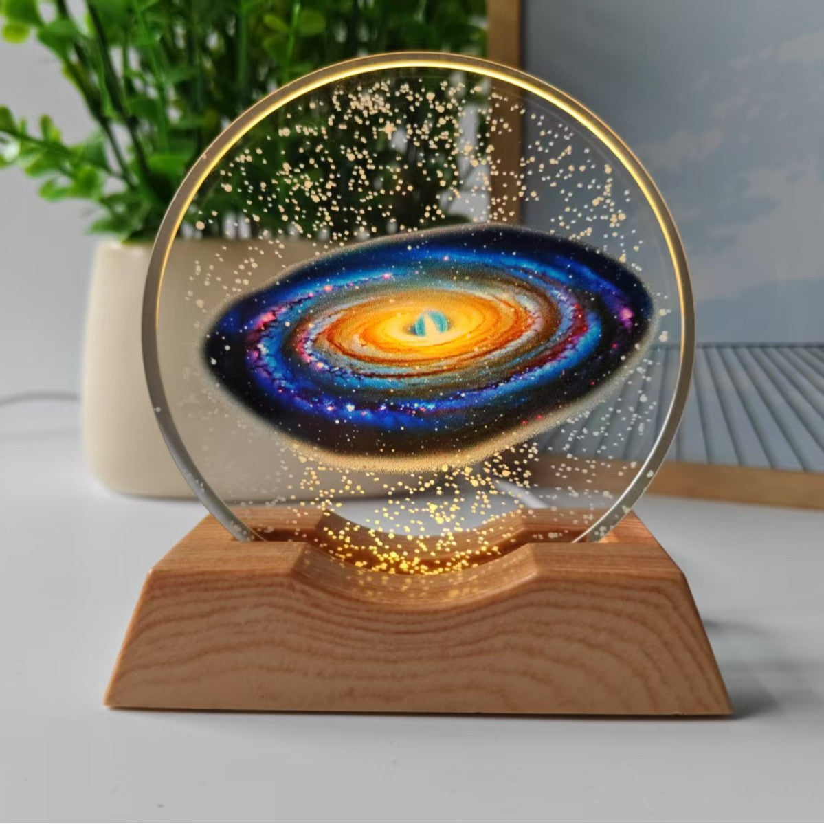 Starry Sky Universe Galaxy 3D Stereo Laser Color Printing Inner Carved Crystal Ball Luminous Night Light Ornaments