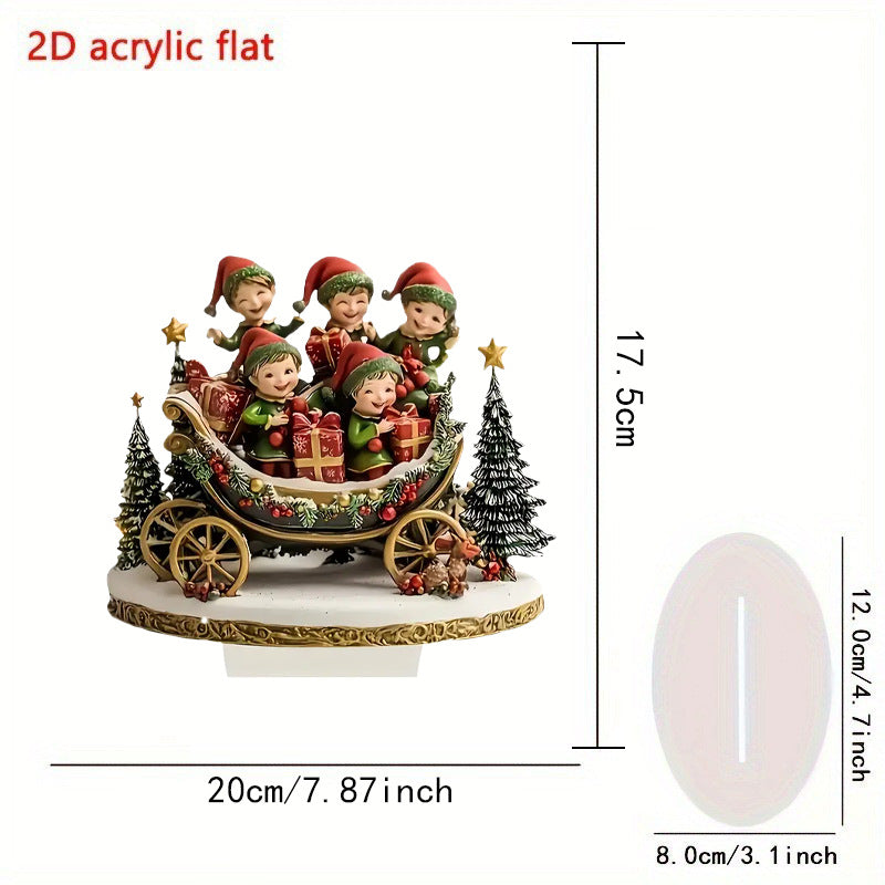 Cross-Border 2D Acrylic Christmas Igloo Santa Claus Reindeer Snowman Desktop Ornaments