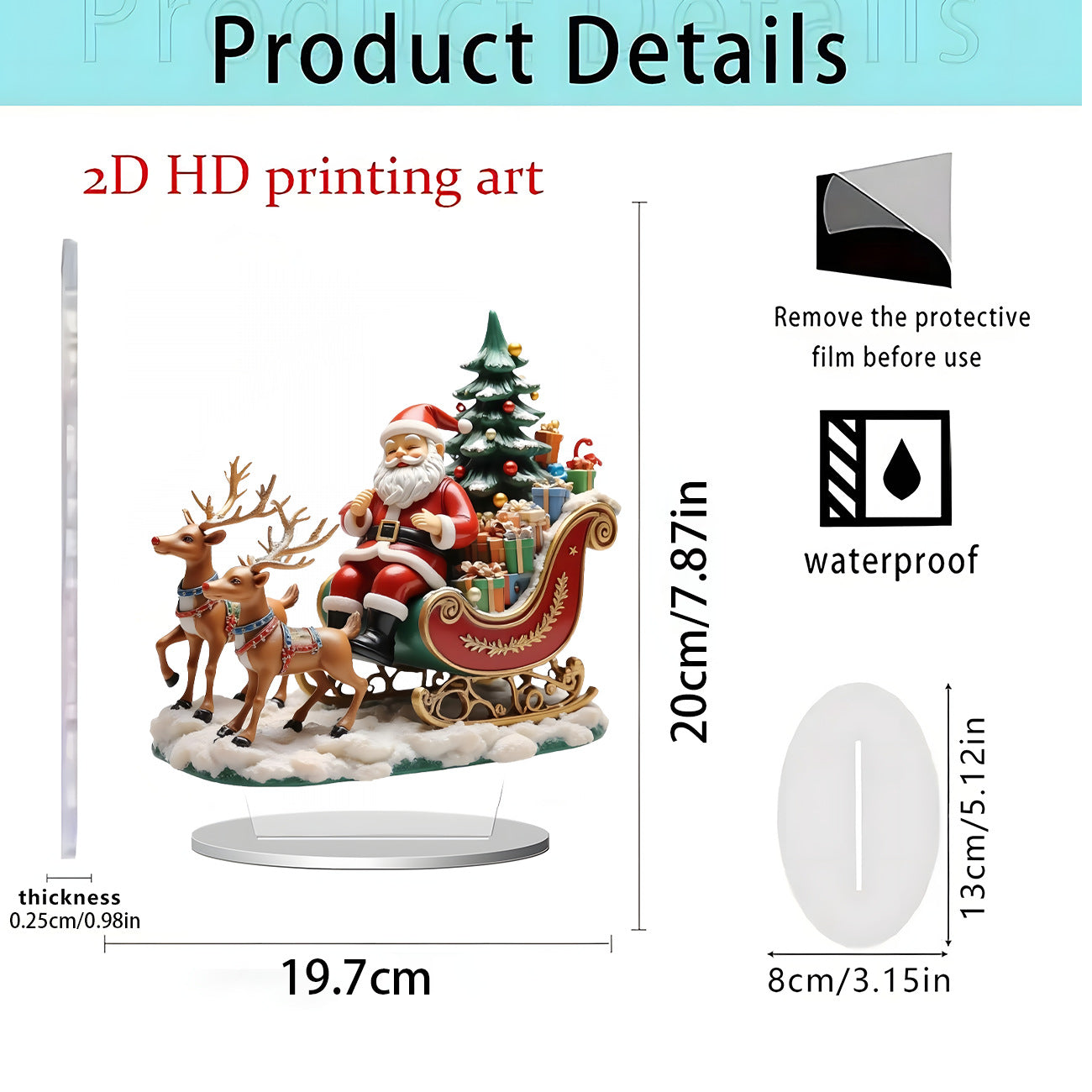 Cross-Border New Product Bohemian Style Santa Claus Reindeer Acrylic Flat Home Desktop Decoration Ornaments