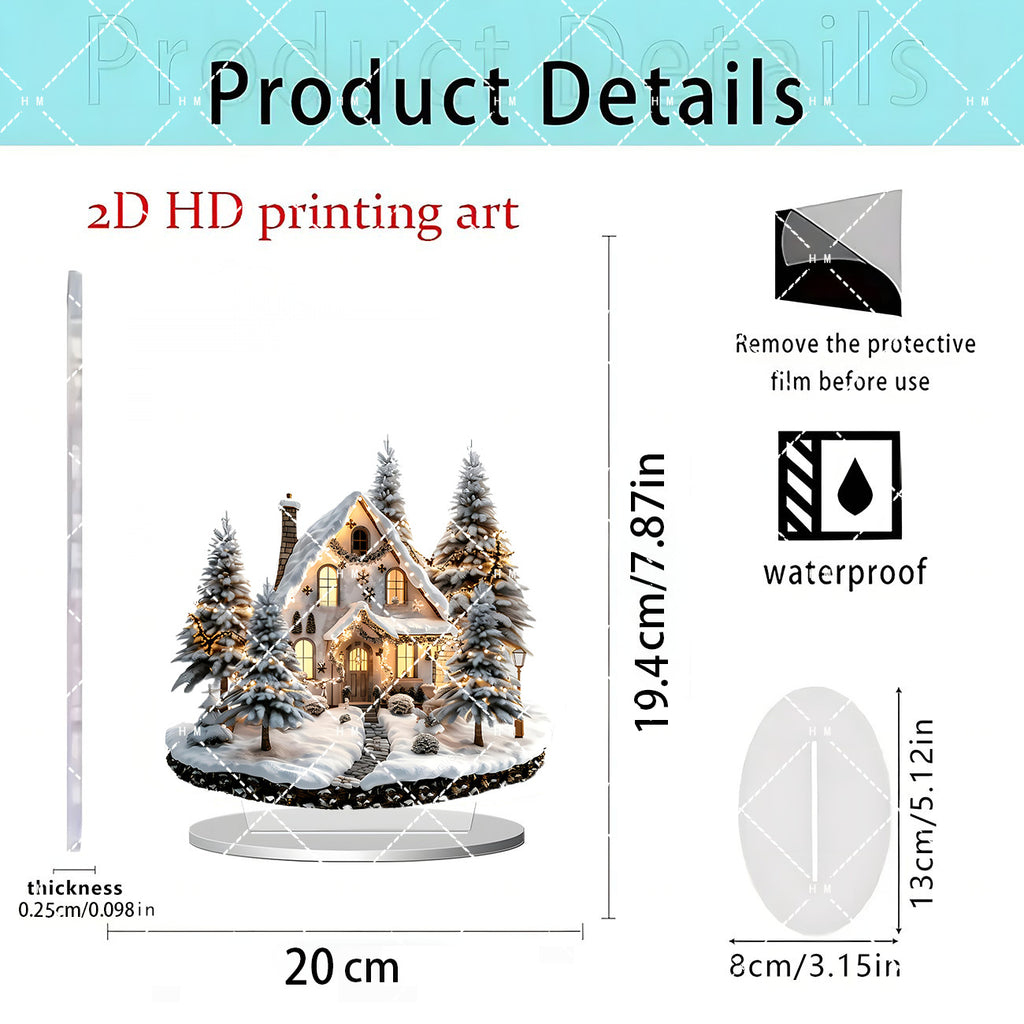 Bohemian Style 2D Flat Acrylic Ornaments with Forest Bookstore Theme for Home and Office Desk Decoration Props