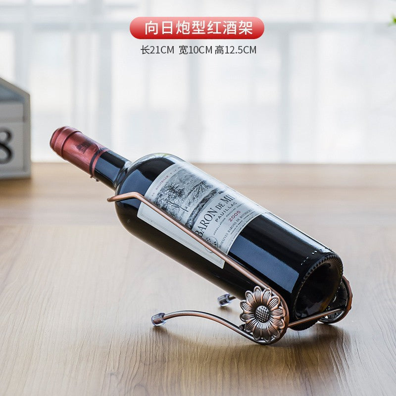 Iron Wine Rack Ornaments, Wine Cabinet Decorations, European-Style Creative Diagonal Wine Bottle Rack, Retro Wine Cart Rack