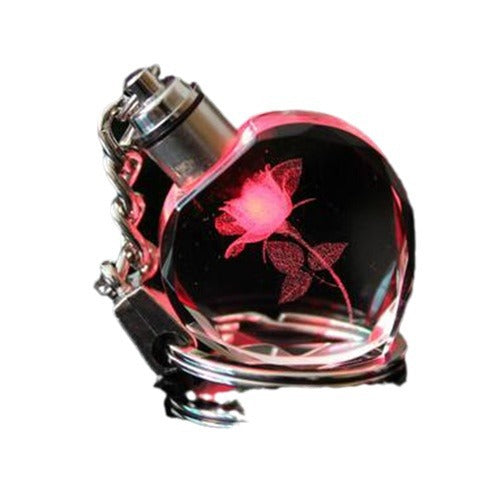 [Crystal keychain] gift LOGO heart-shaped crystal keychain color luminous commemorative gift key pendant
