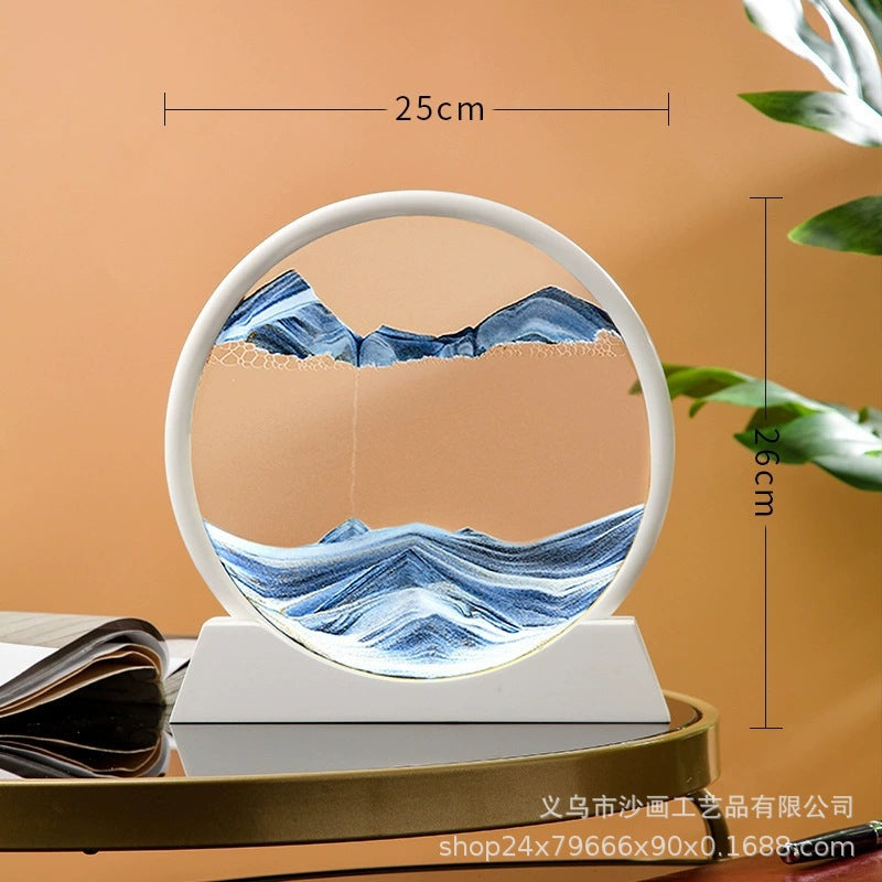 Source Factory Cross-border Explosions Creative 3D quicksand Painting Ornaments Small Hill Crafts Home Decompression Gift Round