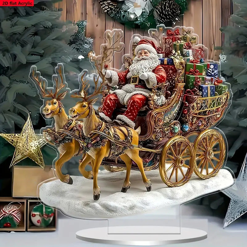 Cross-Border 2D Acrylic Christmas Igloo Santa Claus Reindeer Snowman Desktop Ornaments