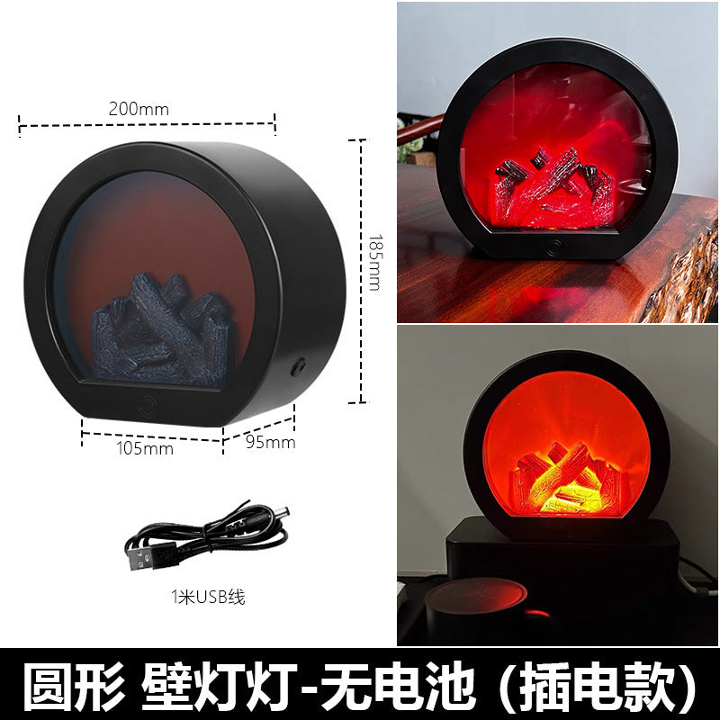 Internet Celebrity Popular Led Simulated Flame Lamp Night Light Retro Style Atmosphere Decoration European Style Creative Ornaments Fireplace Lamp D