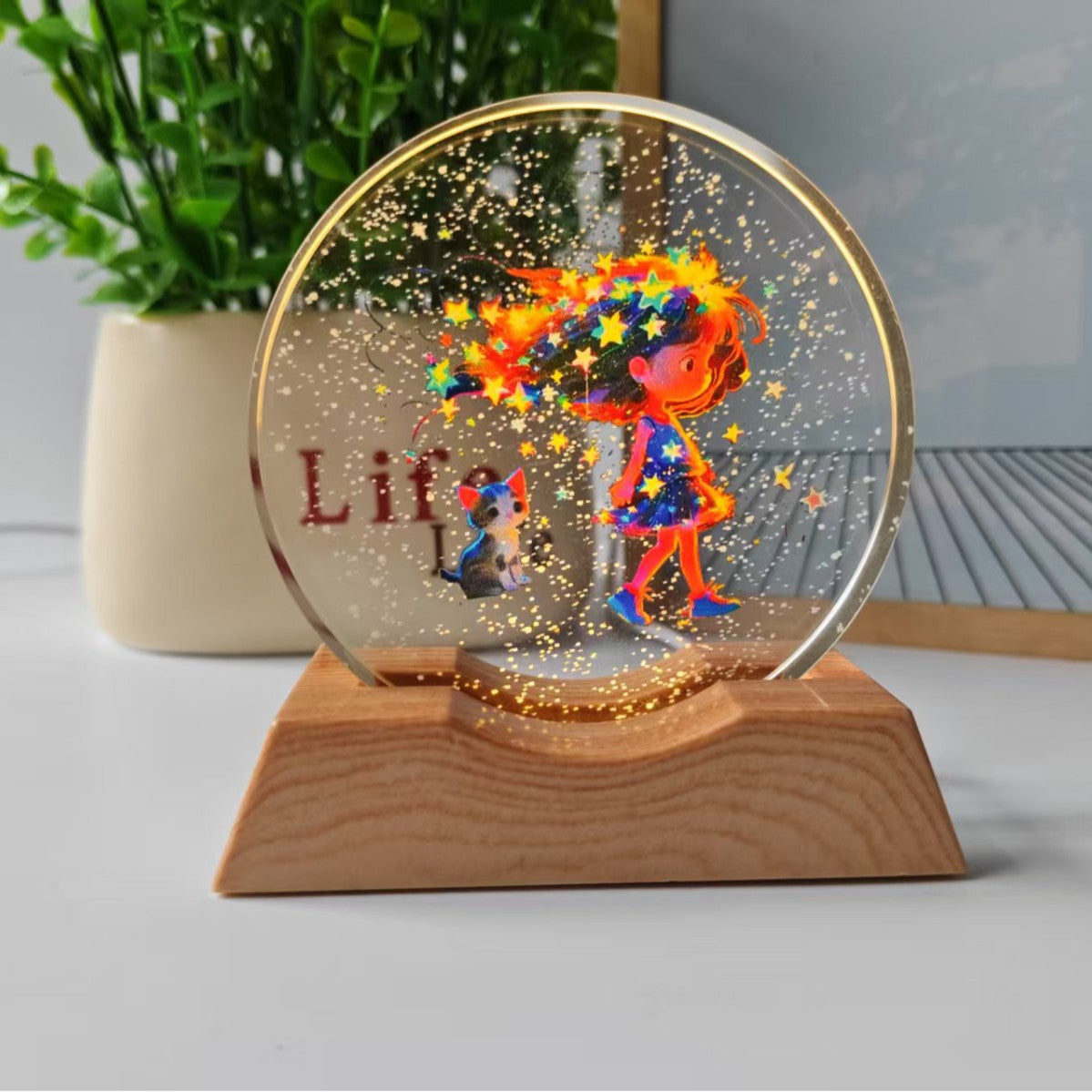 Starry Sky Universe Galaxy 3D Stereo Laser Color Printing Inner Carved Crystal Ball Luminous Night Light Ornaments