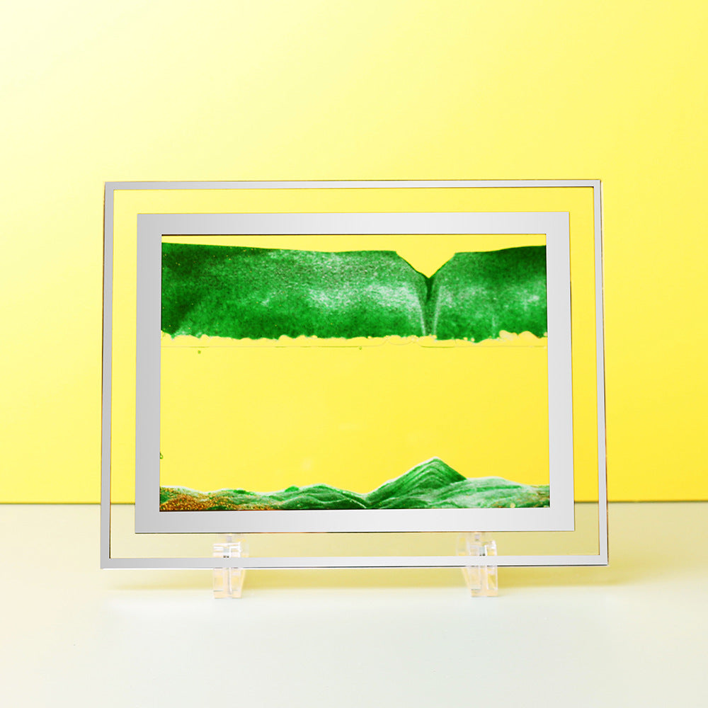 创意3d玻璃流沙画摆件沙漏山水画家居装饰工艺品礼物摆设跨境批发