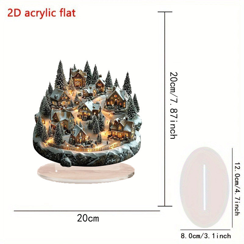 Cross-Border 2D Acrylic Christmas Igloo Santa Claus Reindeer Snowman Desktop Ornaments
