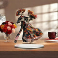 1pc Skeleton Dance Decorations 2D Death Festival Statue with Base Decorations Multifunctional Ornaments