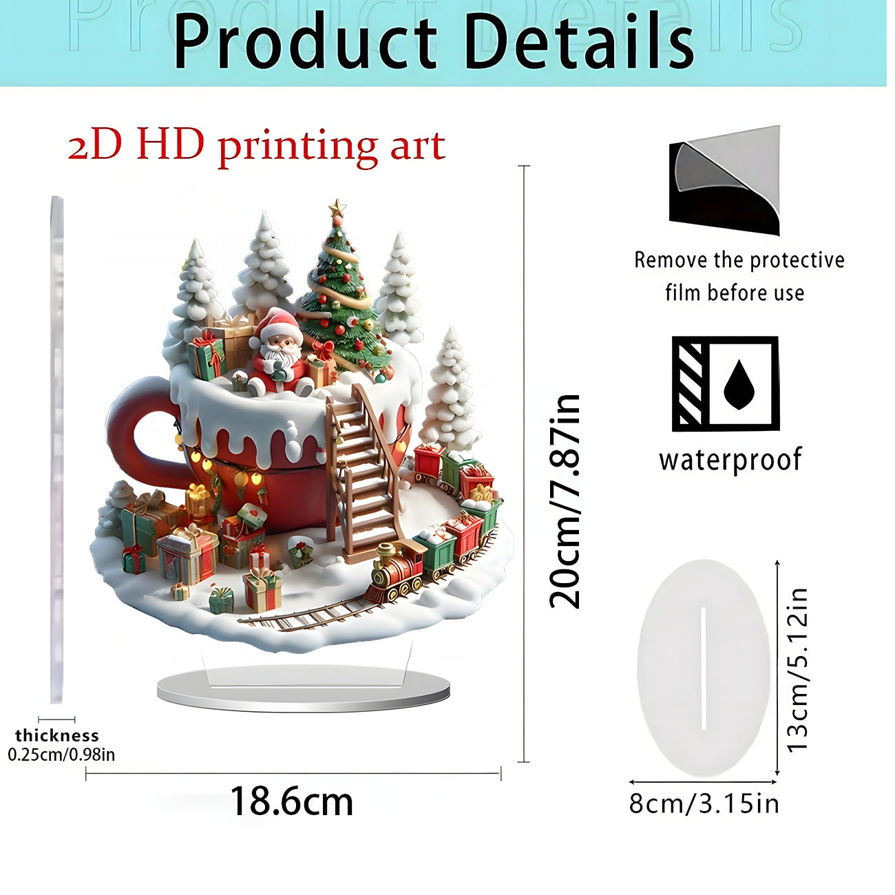 Cross-Border New Product Bohemian Style Santa Claus Reindeer Acrylic Flat Home Desktop Decoration Ornaments