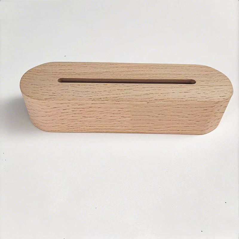 Wholesale Oval Solid Wood Luminous Base Led Night Light Beech Wood Ornaments Luminous Lighting Wooden Lamp Holder Ornaments