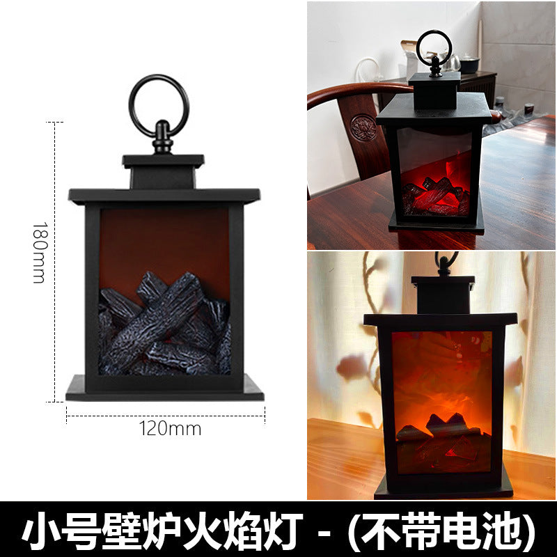 Internet Celebrity Popular Led Simulated Flame Lamp Night Light Retro Style Atmosphere Decoration European Style Creative Ornaments Fireplace Lamp D