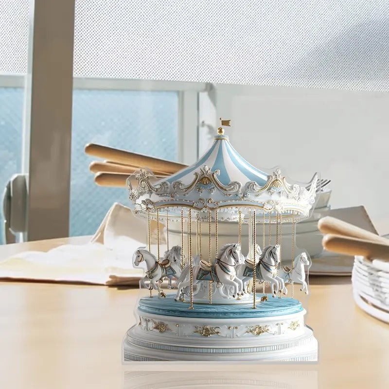 Charming Acrylic Carousel Music Box-perfect for living room, bedroom or office