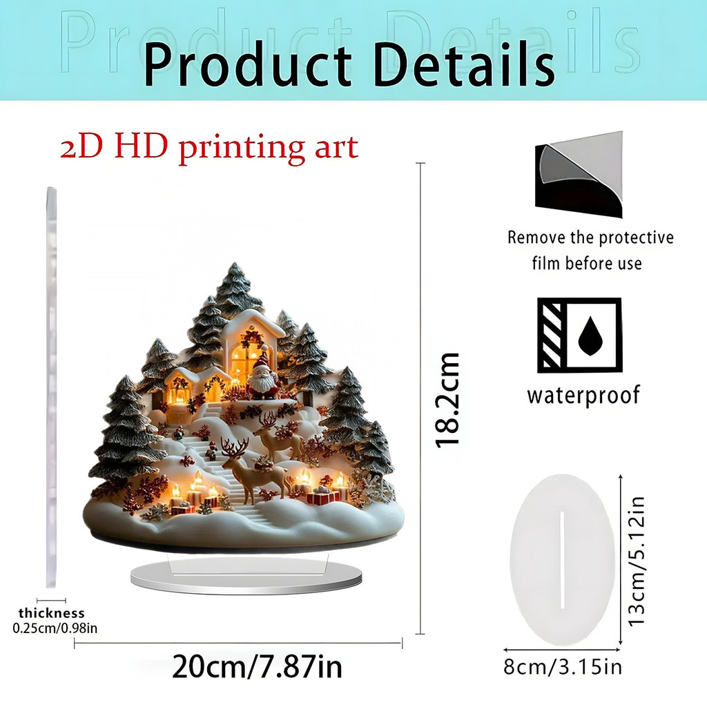 Cross-Border New Christmas Igloo Santa Claus Reindeer 2D Acrylic Flat Home Desktop Decoration