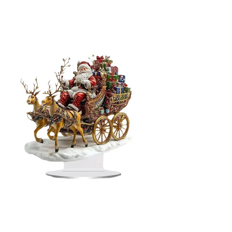 Cross-Border 2D Acrylic Christmas Igloo Santa Claus Reindeer Snowman Desktop Ornaments