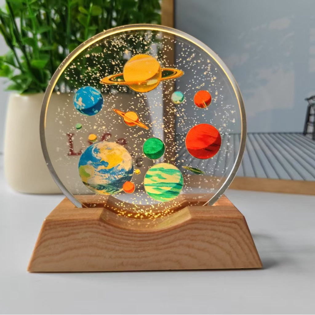 Starry Sky Universe Galaxy 3D Stereo Laser Color Printing Inner Carved Crystal Ball Luminous Night Light Ornaments