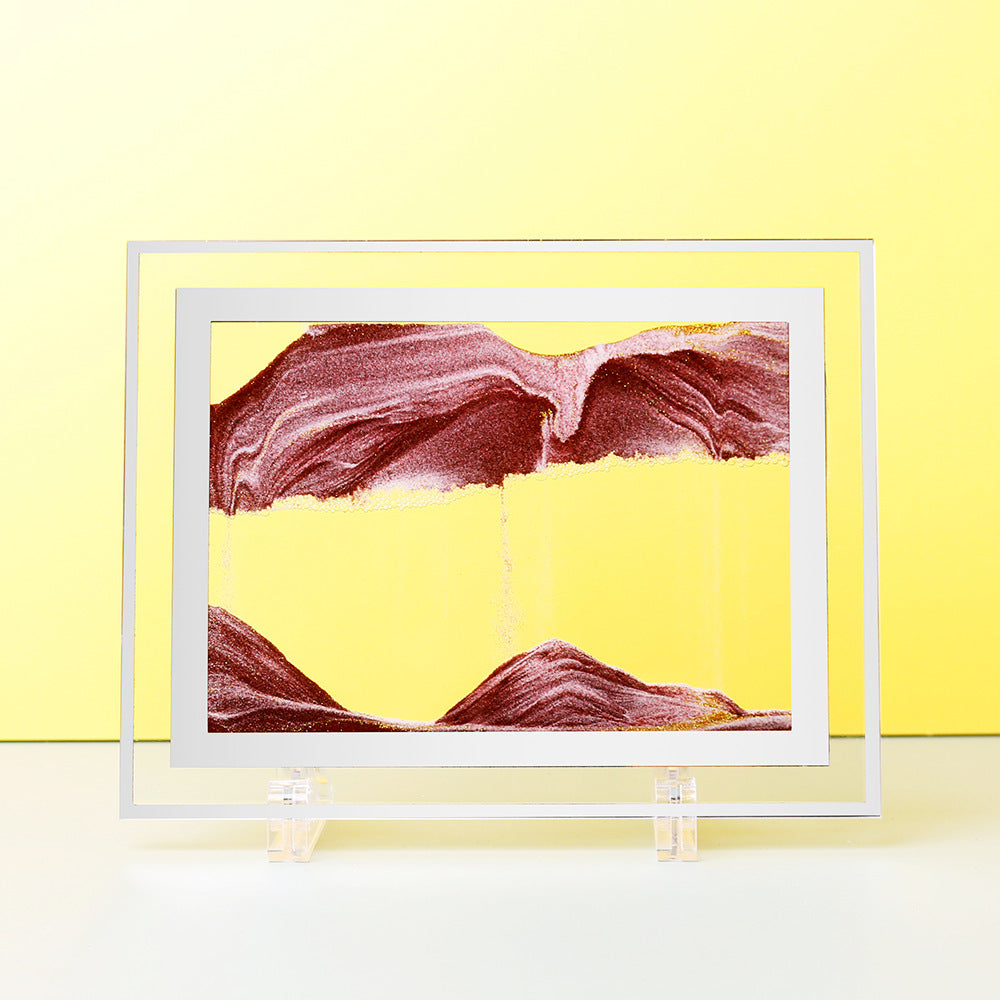 创意3d玻璃流沙画摆件沙漏山水画家居装饰工艺品礼物摆设跨境批发