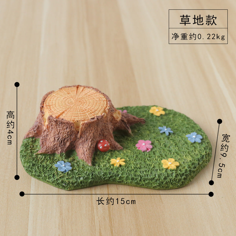 Zakka Tree Stump Resin Mushroom Tree Stump Ornament Home Living Room Bedroom Desktop Decoration Small Ornament Micro Landscape