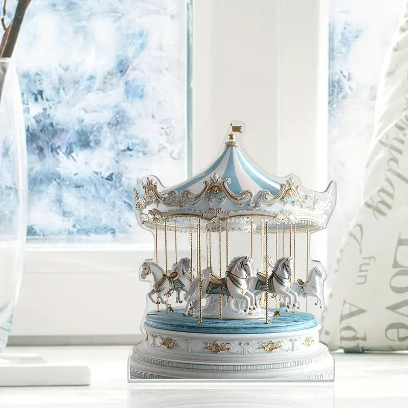 Charming Acrylic Carousel Music Box-perfect for living room, bedroom or office