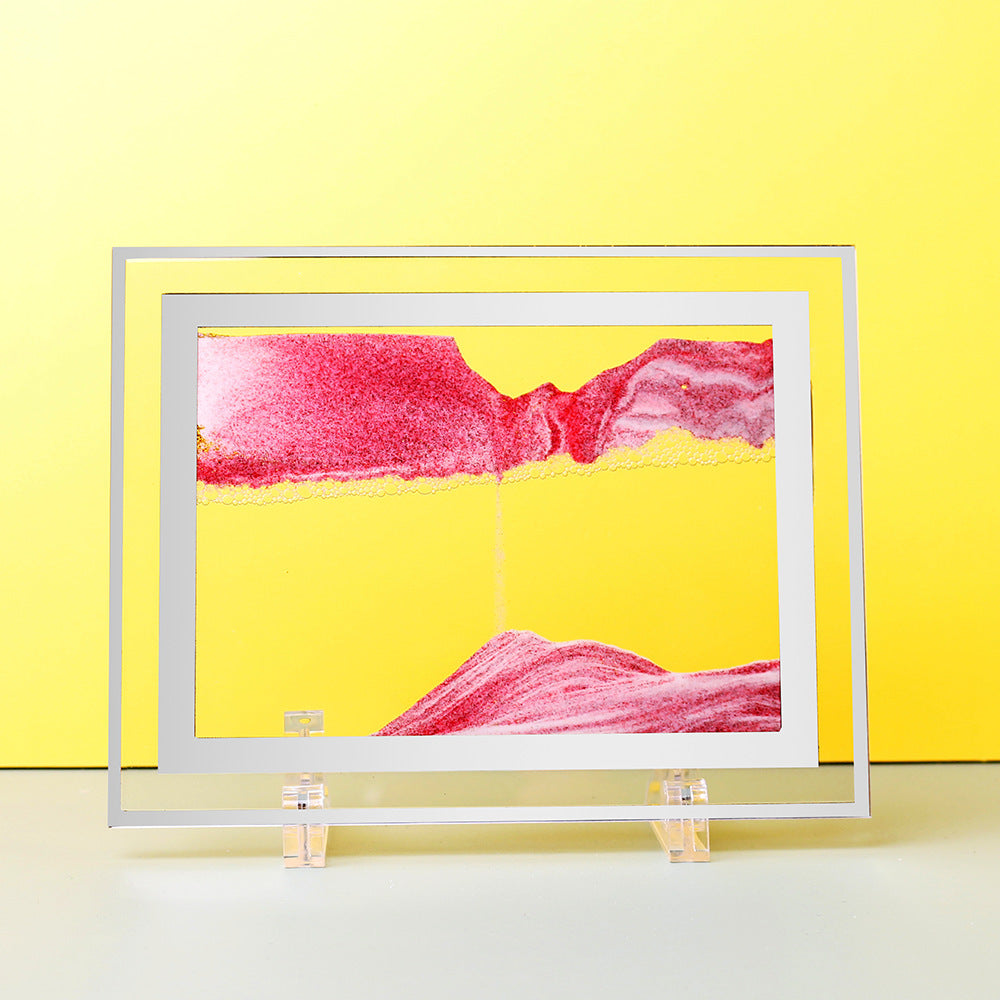 创意3d玻璃流沙画摆件沙漏山水画家居装饰工艺品礼物摆设跨境批发