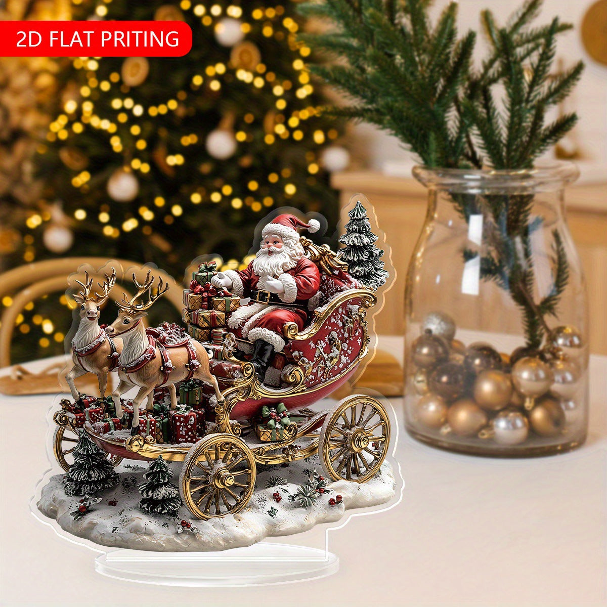 Cross-Border New Product Bohemian Style Santa Claus Reindeer Acrylic Flat Home Desktop Decoration Ornaments