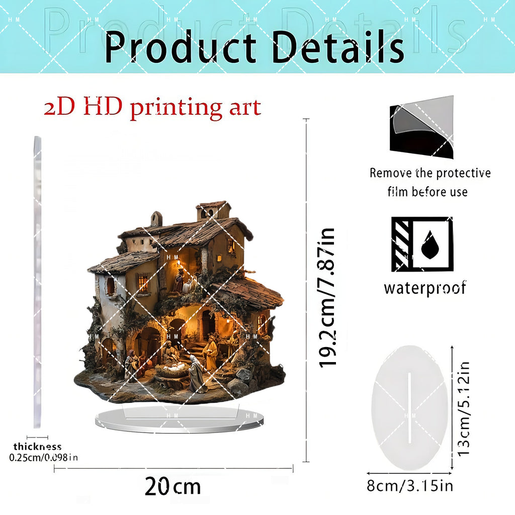 Bohemian Style 2D Flat Acrylic Ornaments with Forest Bookstore Theme for Home and Office Desk Decoration Props